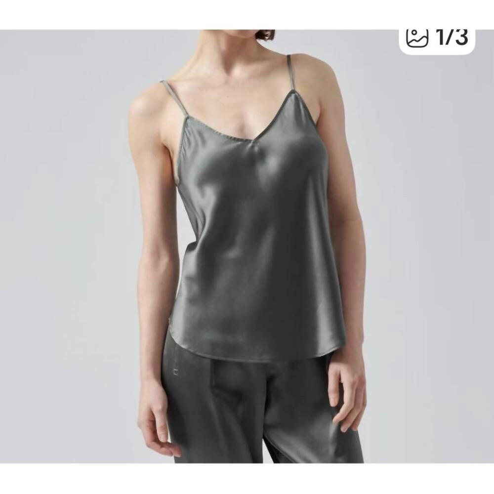 NWT ATM 100% Silk Cami in Olive L Coquette Elegant Classic Capsule Going Out Top - Picture 1 of 9